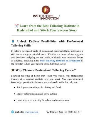 Best Tailoring Institute in Hyderabad
