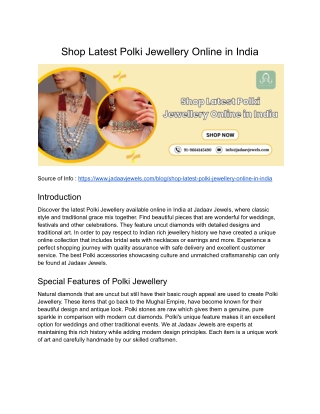 Shop Latest Polki Jewellery Online in India