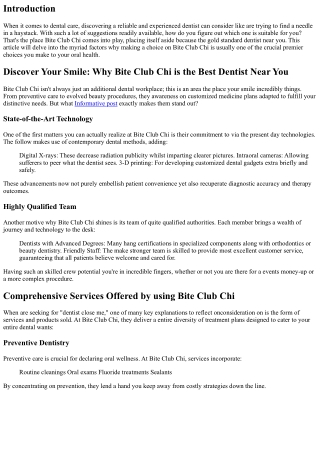 Discover Your Smile: Why Bite Club Chi is the Best Dentist Near You
