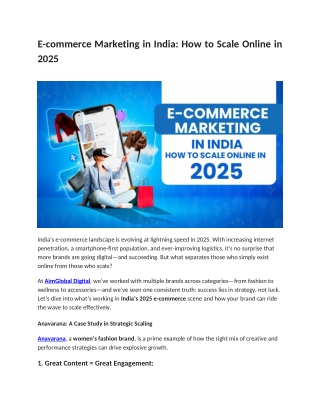 E-commerce Marketing in India - How to Scale Online in 2025