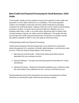 How to Choose Best Credit Card Processing for Small Business in 2025