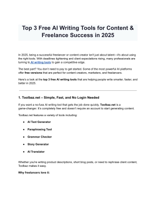 Top 3 Free AI Writing Tools for Content & Freelance Success in 2025