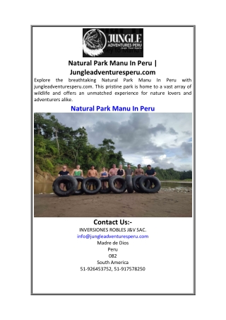 Natural Park Manu In Peru Jungleadventuresperu.com