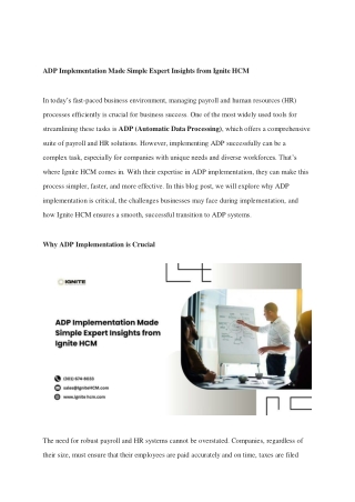 ADP Implementation Made Simple Expert Insights from Ignite HCM