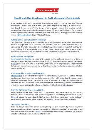 How Brands Use Storyboards to Craft Memorable Commercials