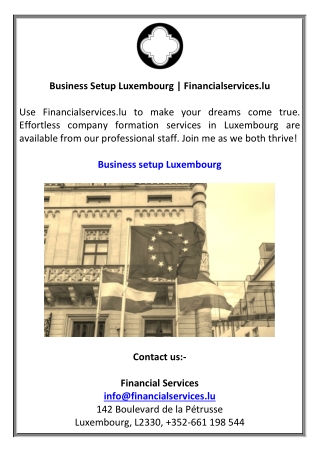 Business Setup Luxembourg  Financialservices.lu