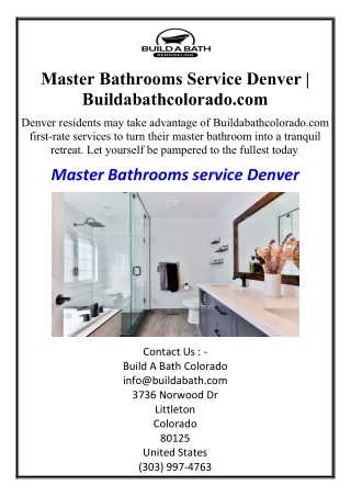Master Bathrooms Service Denver | Buildabathcolorado.com