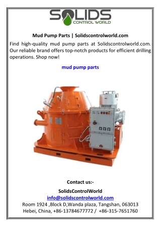 Mud Pump Parts  Solidscontrolworld.com