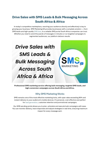 Drive Sales with SMS Lead Lists and Bulk SMS Messaging Platform