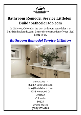Bathroom Remodel Service Littleton | Buildabathcolorado.com