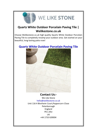 Quartz White Outdoor Porcelain Paving Tile Welikestone.co.uk