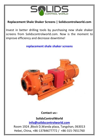 Replacement Shale Shaker Screens  Solidscontrolworld.com
