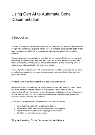 Using Gen AI to Automate Code Documentation