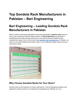 Top Gondola Rack Manufacturers in Pakistan – Bari Engineering