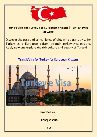 Transit Visa For Turkey For European Citizens  Turkey-evisa-gov.org