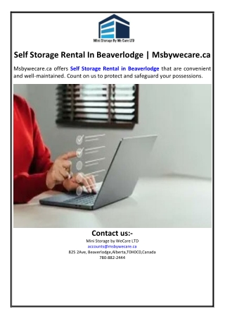 Self Storage Rental In Beaverlodge | Msbywecare.ca
