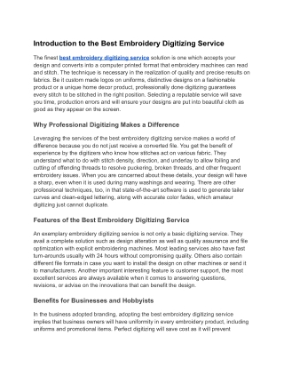 best embroidery digitizing service