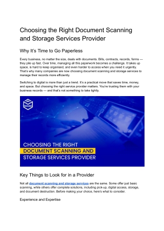 Choosing the Right Document Scanning and Storage Services Provider