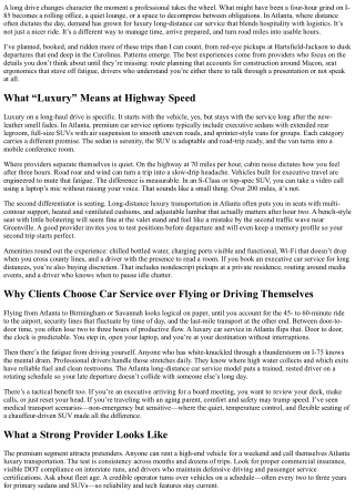 Atlanta Long-Distance Car Service: Comfort, Class, and Convenience