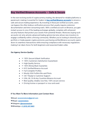 How to Buy Verified Binance Accounts - Full Guide with Pros, and Cons?