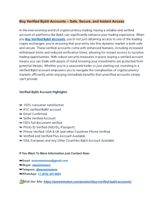 How to Buy Verified Bybit Accounts - Full Guide with Pros, and Cons?