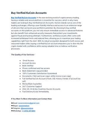 How to Buy Verified KuCoin Accounts - Full Guide with Pros, and Cons?