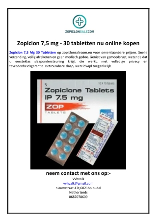 Zopiclon 7,5 mg - 30 tabletten nu online kopen