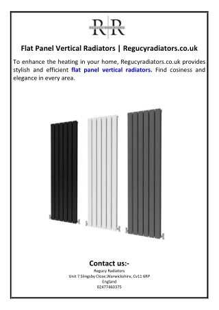 Flat Panel Vertical Radiators | Regucyradiators.co.uk