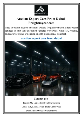 Auction Export Cars From Dubai  Freightmycar