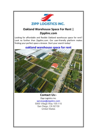 Oakland Warehouse Space For Rent Zipplinc.com