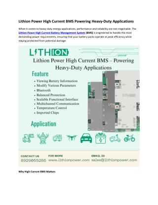Lithion Power High Current BMS Powering Heavy