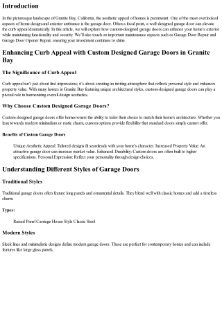 Enhancing Curb Appeal with Custom Designed Garage Doors in Granite Bay
