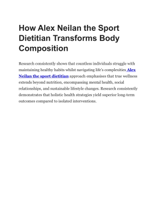 How Alex Neilan the Sport Dietitian Transforms Body Composition