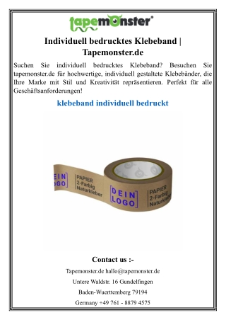 Individuell bedrucktes Klebeband  Tapemonster.de