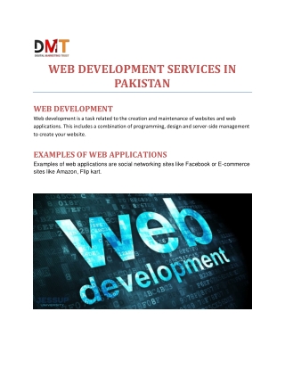 WEB DEVELOPMENT SERVICES  IN PAKISTAN