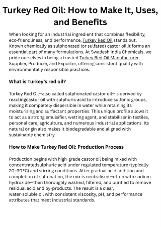 Turkey Red Oil How to Make It, Uses, and Benefits