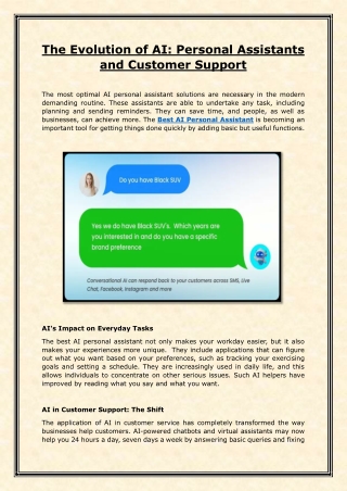 The Evolution of AI: Personal Assistants and Customer Support