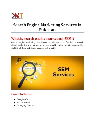 Search Engine Marketing Services In Pakistan