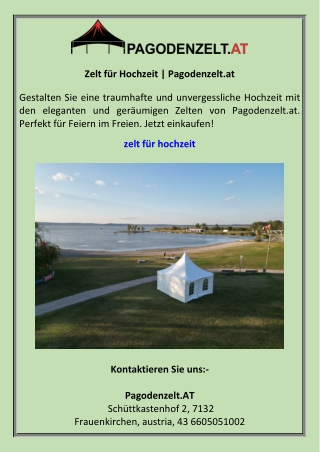 Zelt für Hochzeit  Pagodenzelt.at