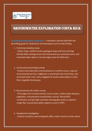 Groundwater Exploration Costa Rica By Pura Vida Drilling