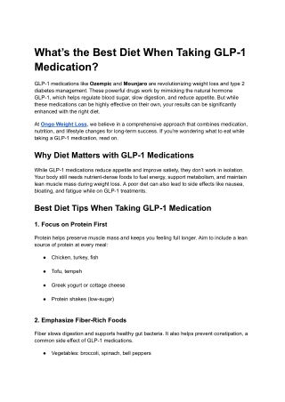 What’s the Best Diet When Taking GLP-1 Medication