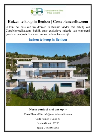 Huizen te koop in Benissa  Costablancaelite