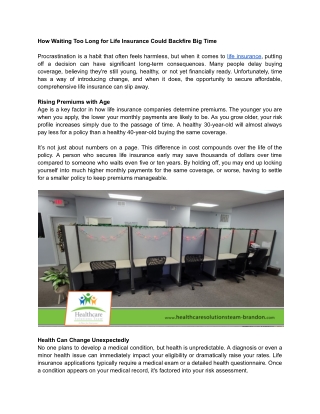 How Waiting Too Long for Life Insurance Could Backfire Big Time