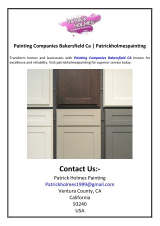 Painting Companies Bakersfield Ca  Patrickholmespainting