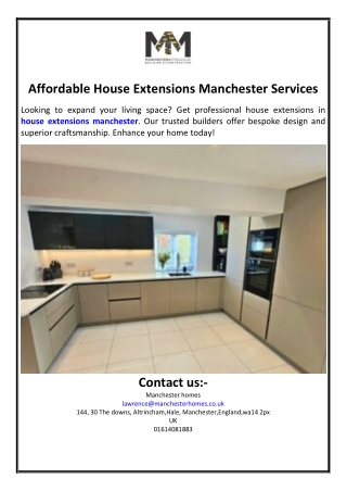 Affordable House Extensions Manchester Services