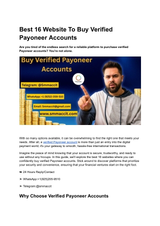Best 16 Website To Buy Verified Payoneer Accounts