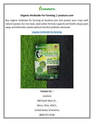 Organic Herbicide For Farming Lanaturo.com