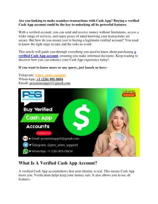 Best Place to Buy Verified Cash App Account – Real Info, No Bots