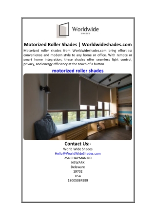 Motorized Roller Shades Worldwideshades.com.