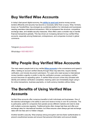 Buy Verified Wise Accounts